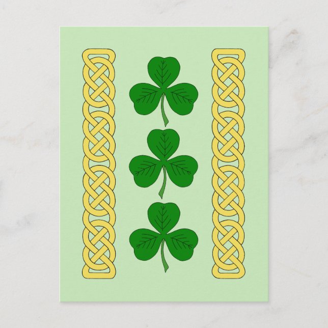 Shamrock Trio and Knotwork Bands Postcard (Front)