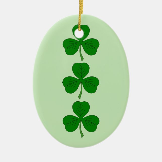 Shamrock Trio Ceramic Ornament (Front)
