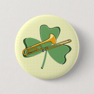 Shamrock Trombone Button