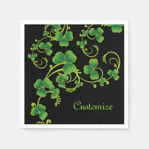 Shamrock Vines Green and Black Napkins