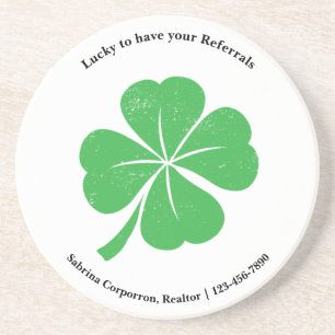 Shamrock vintage distressed realtor marketing coaster