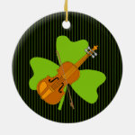 Shamrock Violin Ceramic Ornament