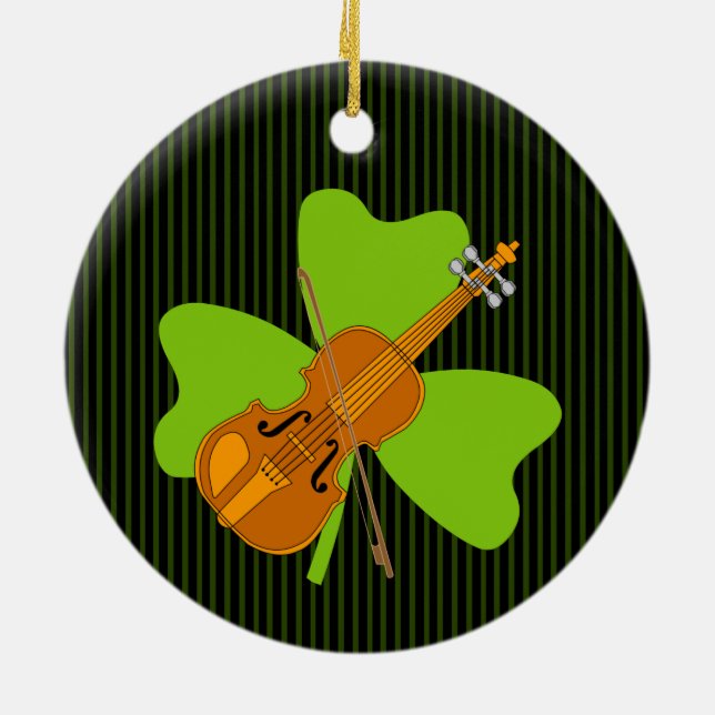 Shamrock Violin Ceramic Ornament (Back)