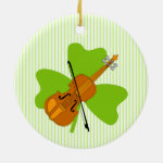 Shamrock Violin Ceramic Ornament