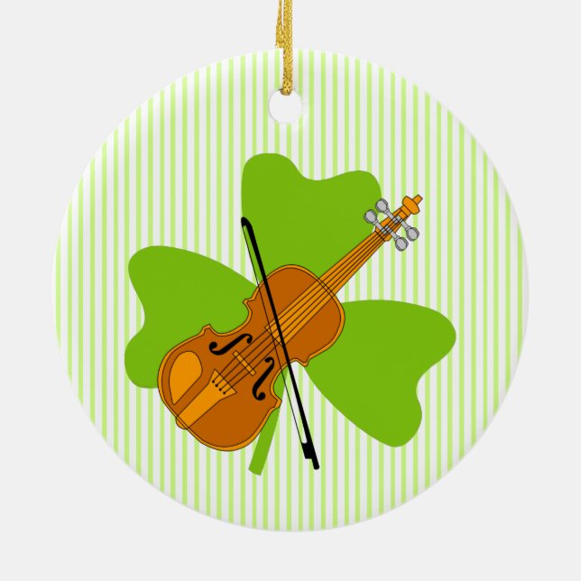 Shamrock Violin Ceramic Ornament (Back)