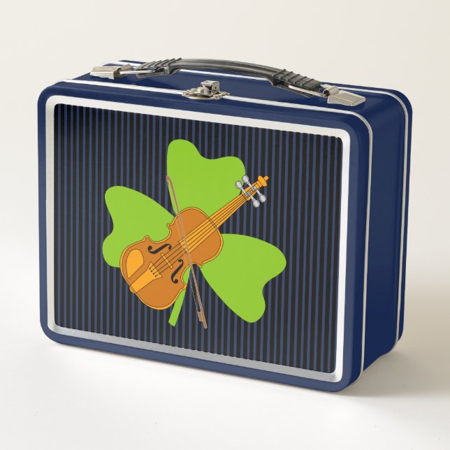 Shamrock Violin Metal Lunch Box (Front)
