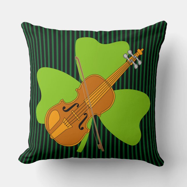 Shamrock Violin Throw Pillow (Front)