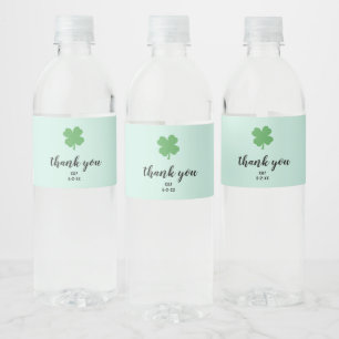 Shamrock Wedding Custom Favors Water Bottle Label