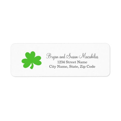 Shamrock Wedding Return Address Label