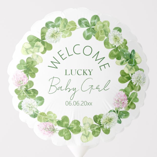 Shamrock Welcome Lucky Baby Shower Balloon (Front)