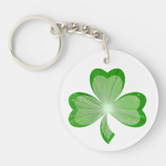 Shamrock White double-sided Keychain