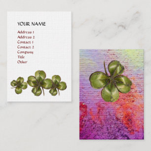 SHAMROCK Whıte Purple Red Floral Lınen Business Card
