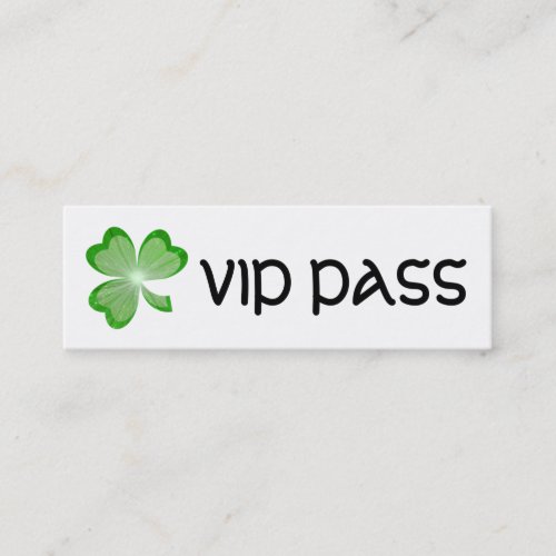 Shamrock White VIP PASS business card skinny