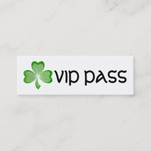 Shamrock White VIP PASS business card skinny