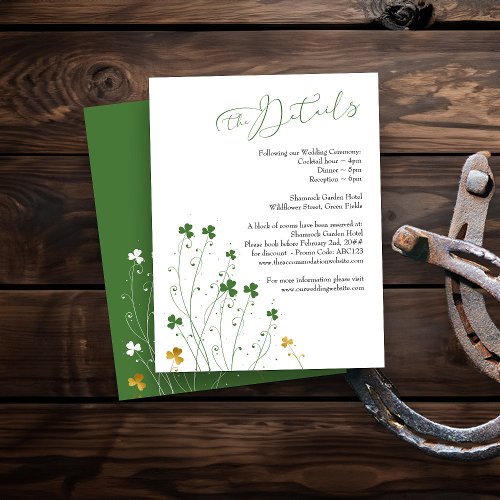 Shamrock Wildflower Wedding Details Enclosure Card
