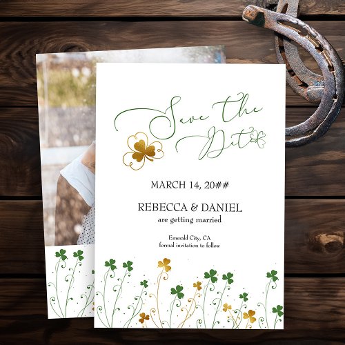 Shamrock Wildflower Wedding Photo Save The Date