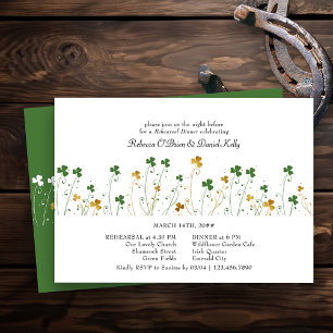 Shamrock Wildflower Wedding Rehearsal Dinner Invitation