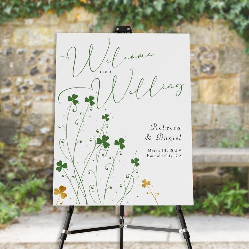 Shamrock Wildflower Wedding Welcome Easel Foam Board