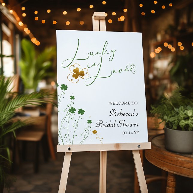Shamrock Wildflowers Lucky in Love Bridal Shower Foam Board (Lucky in Love bridal shower welcome sign)