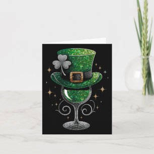 Shamrock Wine Gles Drinking St Patricks Day Irish  Card