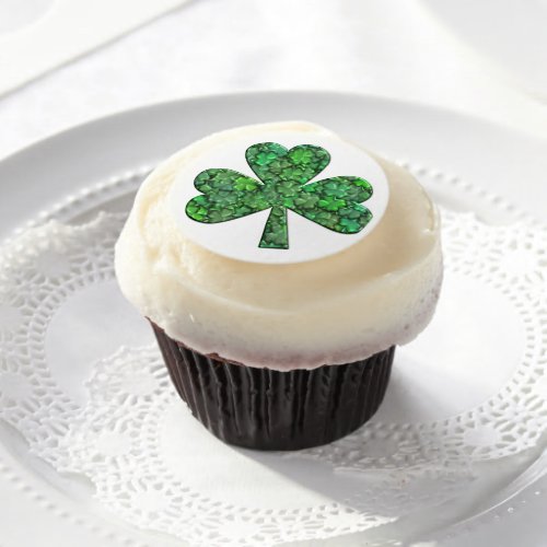 Shamrock with Clovers Inside Edible Frosting Rounds