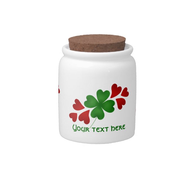 Shamrock with hearts candy jar (Front)