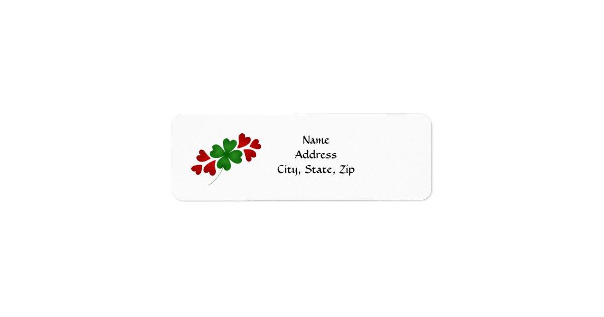 Shamrock with hearts label | Zazzle