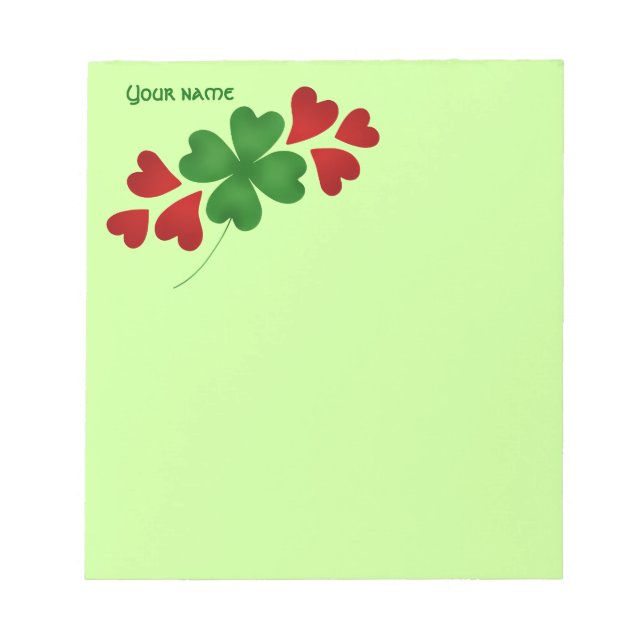 Shamrock with hearts notepad (Front)