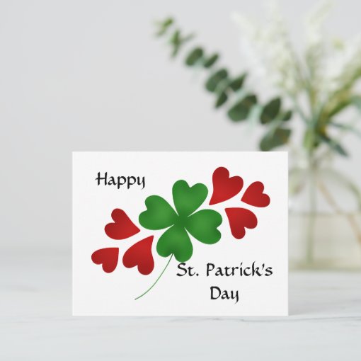 Shamrock With Hearts Postcard Zazzle 