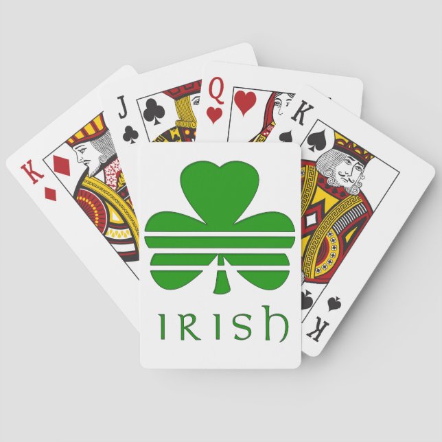 Shamrock with Horizontal Stripes over Irish text Poker Cards (Back)