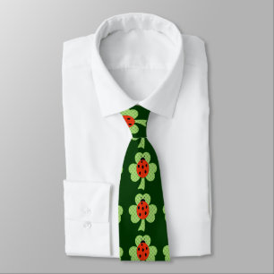 Shamrock with Polka dots and Ladybug pattern Neck Tie