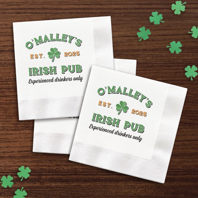 Shamrock Your Name Slogan Year Est. Irish Pub Napkins (Creator Uploaded)