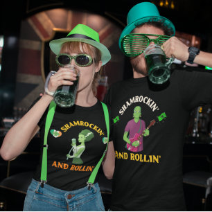 Shamrockin' and Rollin' St. Patrick's Day Humor Tri-Blend Shirt