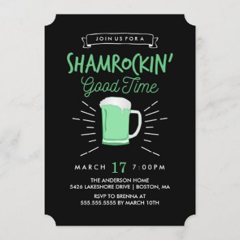 Shamrockin' Good Time St. Patrick's Day Invite by cardeddesigns at Zazzle