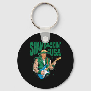 Shamrockin In The Usa, Funny Trump St Patricks Keychain