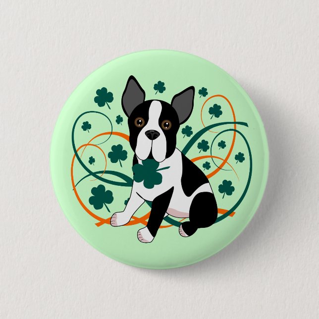Shamrockin'  Terrier Button (Front)