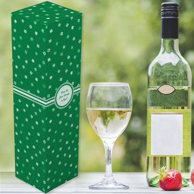 Shamrocks 4-leafed clovers - Light on Dark Greens Wine Box (Shamrocks 4-leafed clovers - Light on Dark Greens Wine Box by Leapfroglisics Shop)