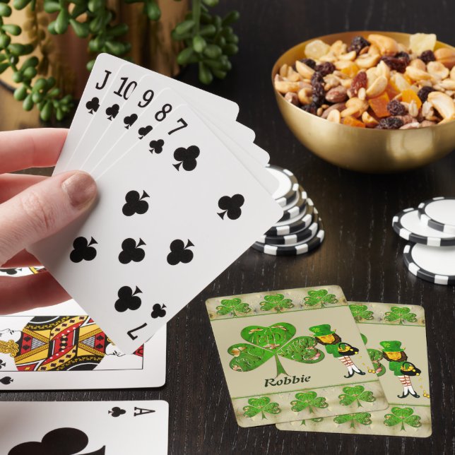 Shamrocks & a Leprechaun  Poker Cards (In Situ)