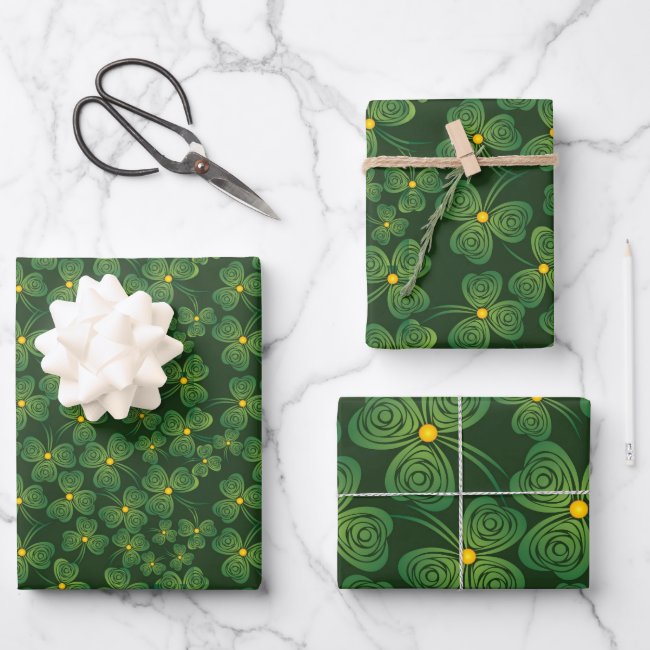 Shamrocks Abstracts Design Wrapping Paper Sets