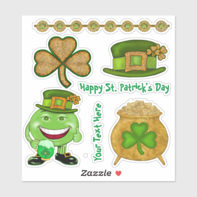 Shamrocks And Gold Irish Vinyl Set Sticker (Sheet)