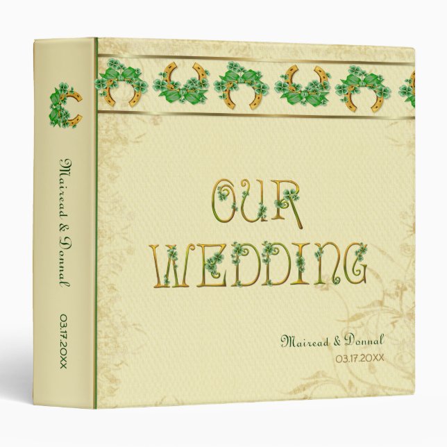 Shamrocks and Gold Irish Wedding Album Binder (Front/Spine)