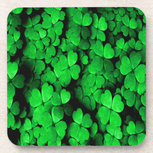 Shamrocks and Hearts Saint Patrick's Day Green Beverage Coaster