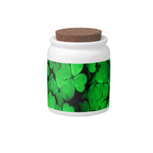 Shamrocks and Hearts Saint Patrick's Day Green Candy Jar