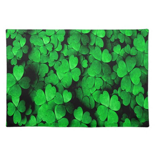 Shamrocks and Hearts Saint Patricks Day Green Cloth Placemat