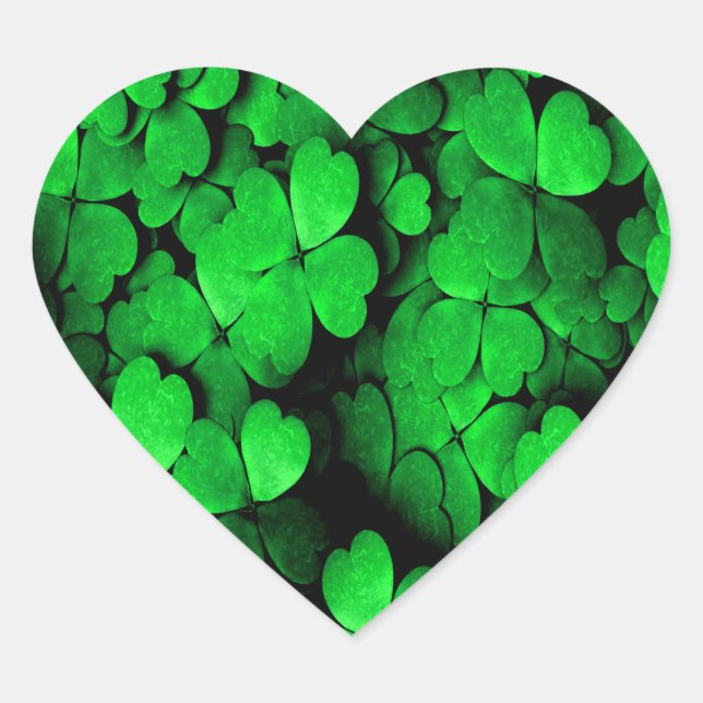 Shamrocks and Hearts Saint Patrick's Day Green Heart Sticker (Front)