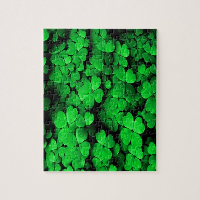 Shamrocks and Hearts Saint Patrick's Day Green Jigsaw Puzzle (Vertical)