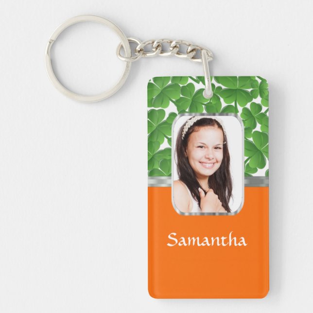 Shamrocks and orange keychain (Front)