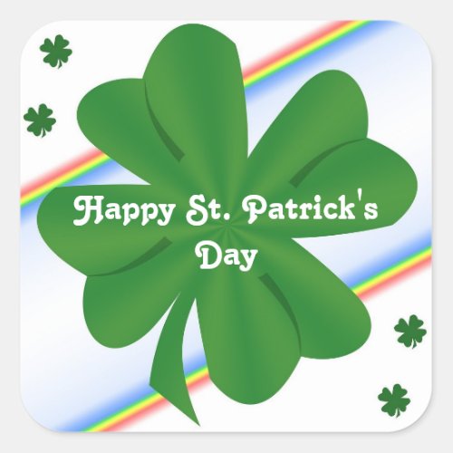 Shamrocks And Rainbow Square Sticker