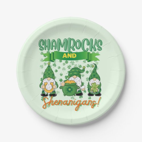 Shamrocks and Shenanigans St Patricks Day Lucky  Paper Plates