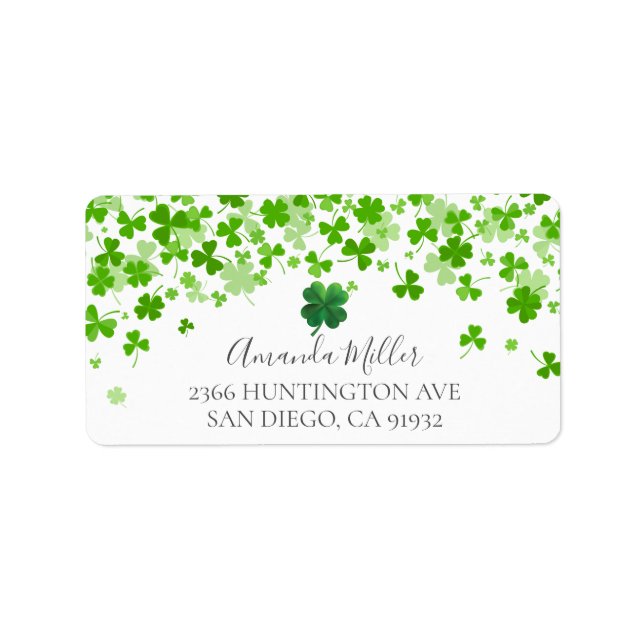 Shamrocks Bridal Shower Return address Label (Front)